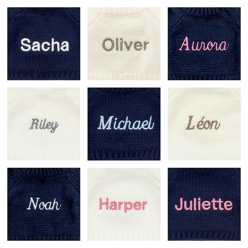 Bashful Patchwork Brown Bunny with Personalized Navy Jumper