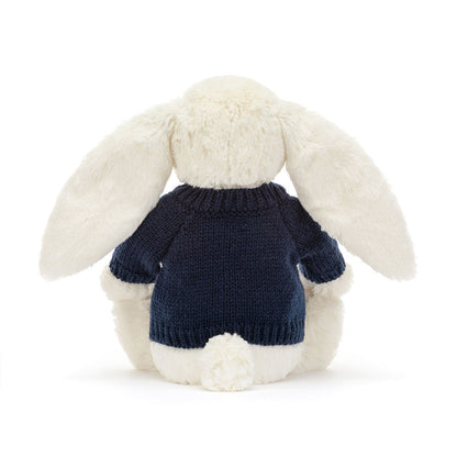 Blossom Cream Bunny 'Berry' with Personalized Navy Jumper