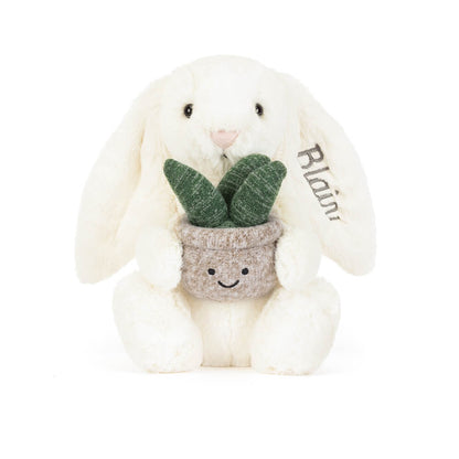 Personalized Cream Bunny with Plant